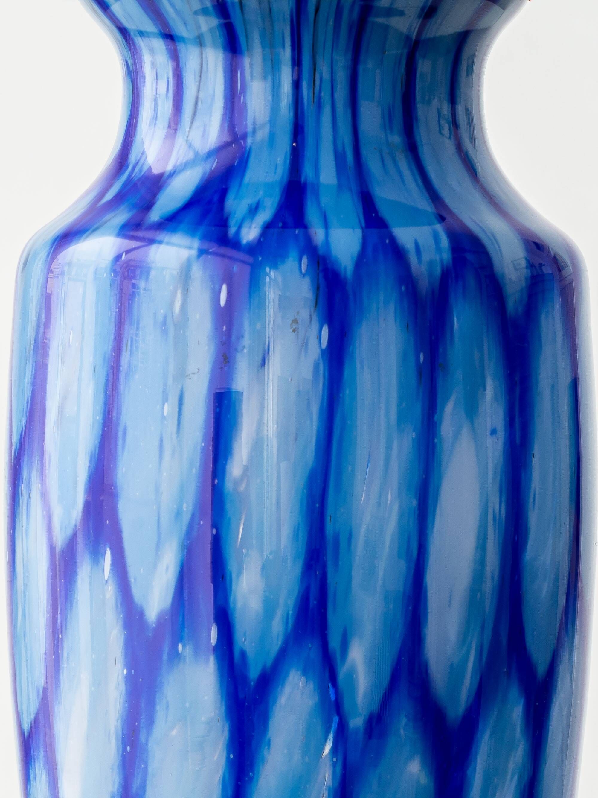 Bohemian Blue Art Glass Table Lamp, Czechoslovakia, circa 1920s