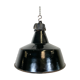 Industrial black enamel pendant lamp with cast iron top, 1970s
