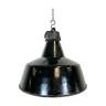 Industrial black enamel pendant lamp with cast iron top, 1970s
