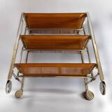 Bremshey Dinett Folding Trolley, Chrome & Teak, 1970s