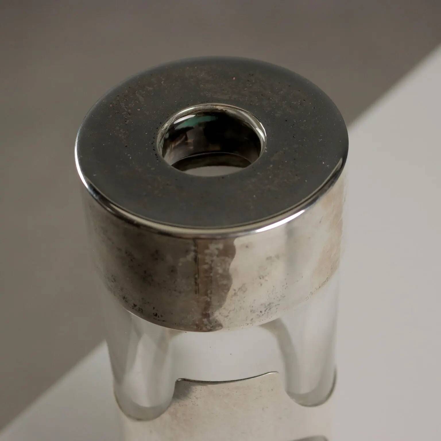 Vase vintage en verre argenté James Rivière, Italie, années 1970