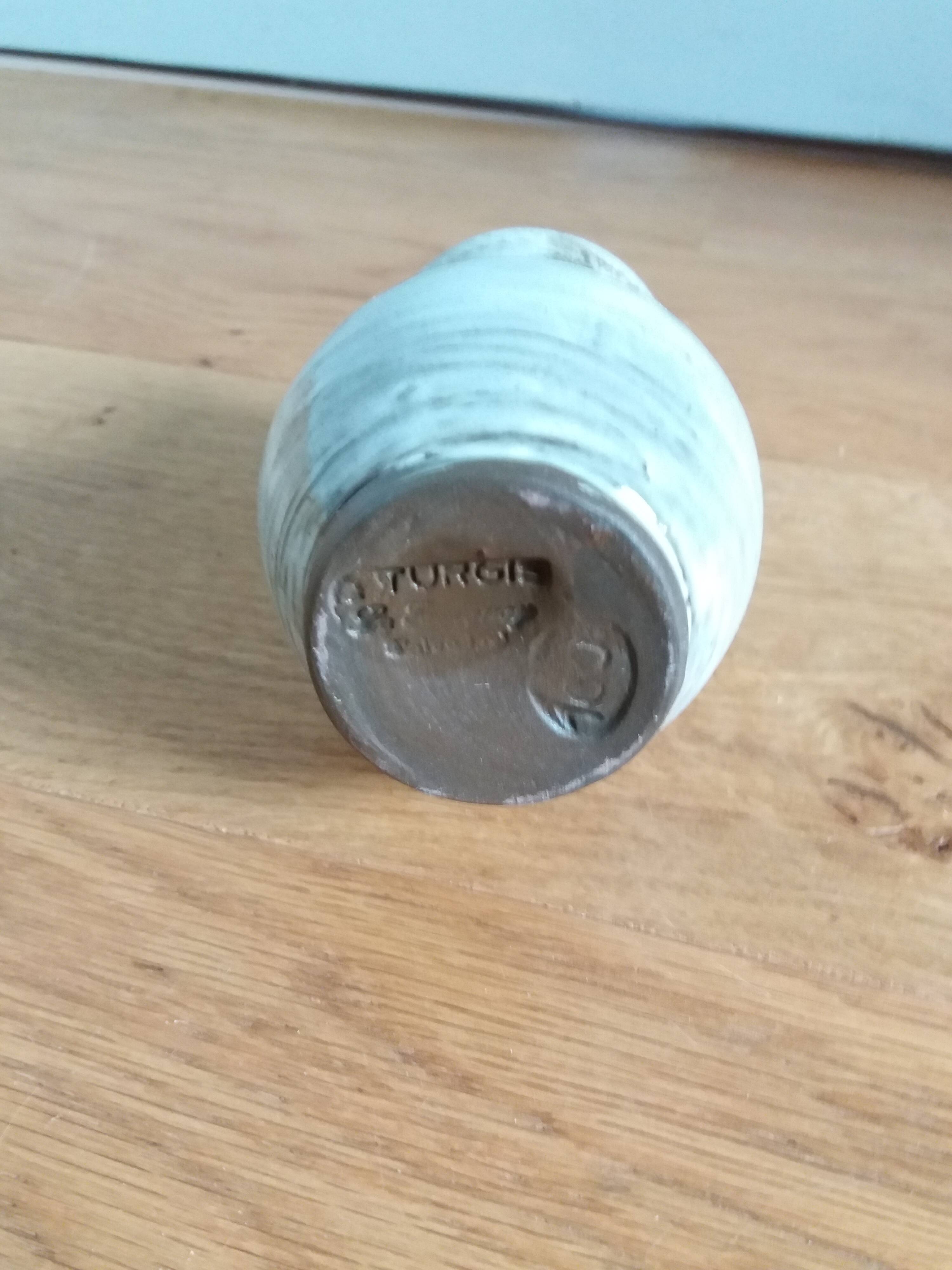 Enamelled stoneware vase Turgis artisanal pottery in Noron La Poterie