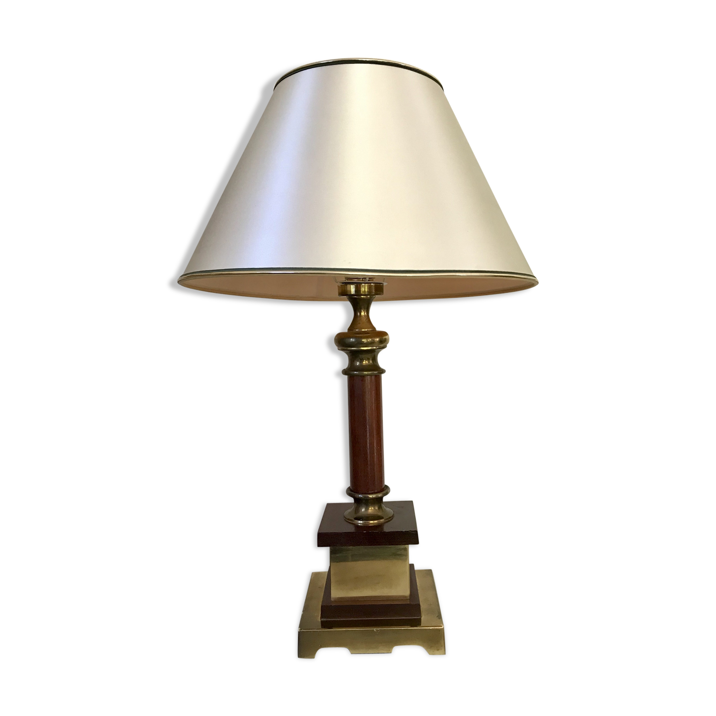 Vintage wood and brass lamp