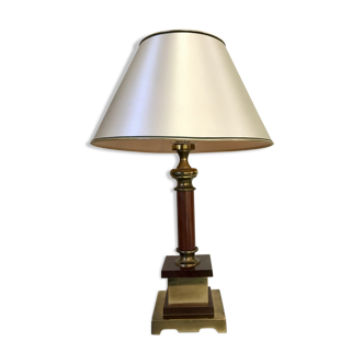 Vintage wood and brass lamp