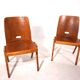 Set of two stackable plywood dining chairs, 1960
