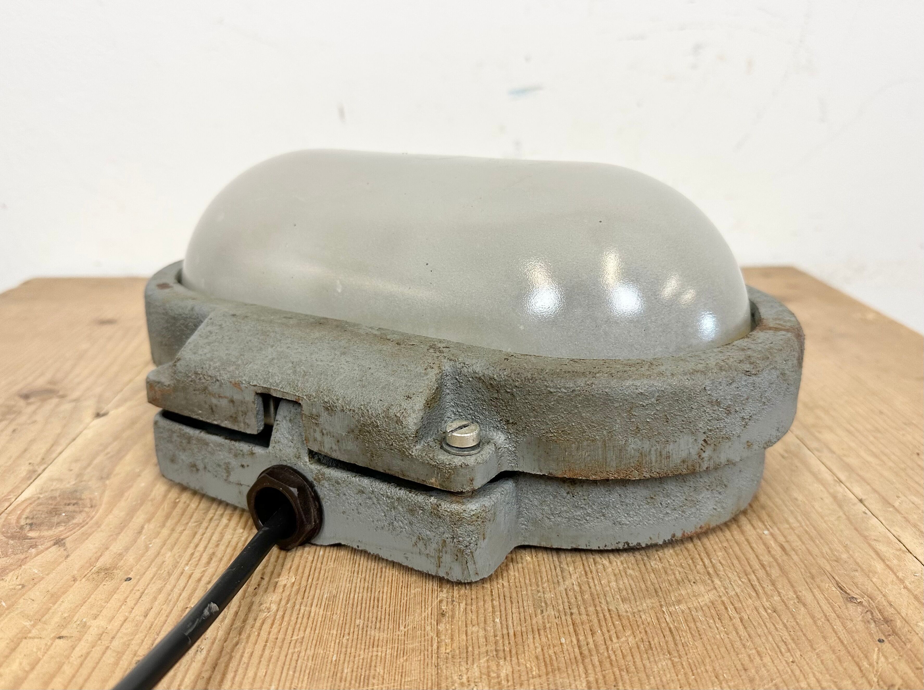 Grey Industrial Cast Iron Wall Light from Elektrosvit, 1960s