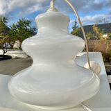 Large wavy white opaline pendant lamp