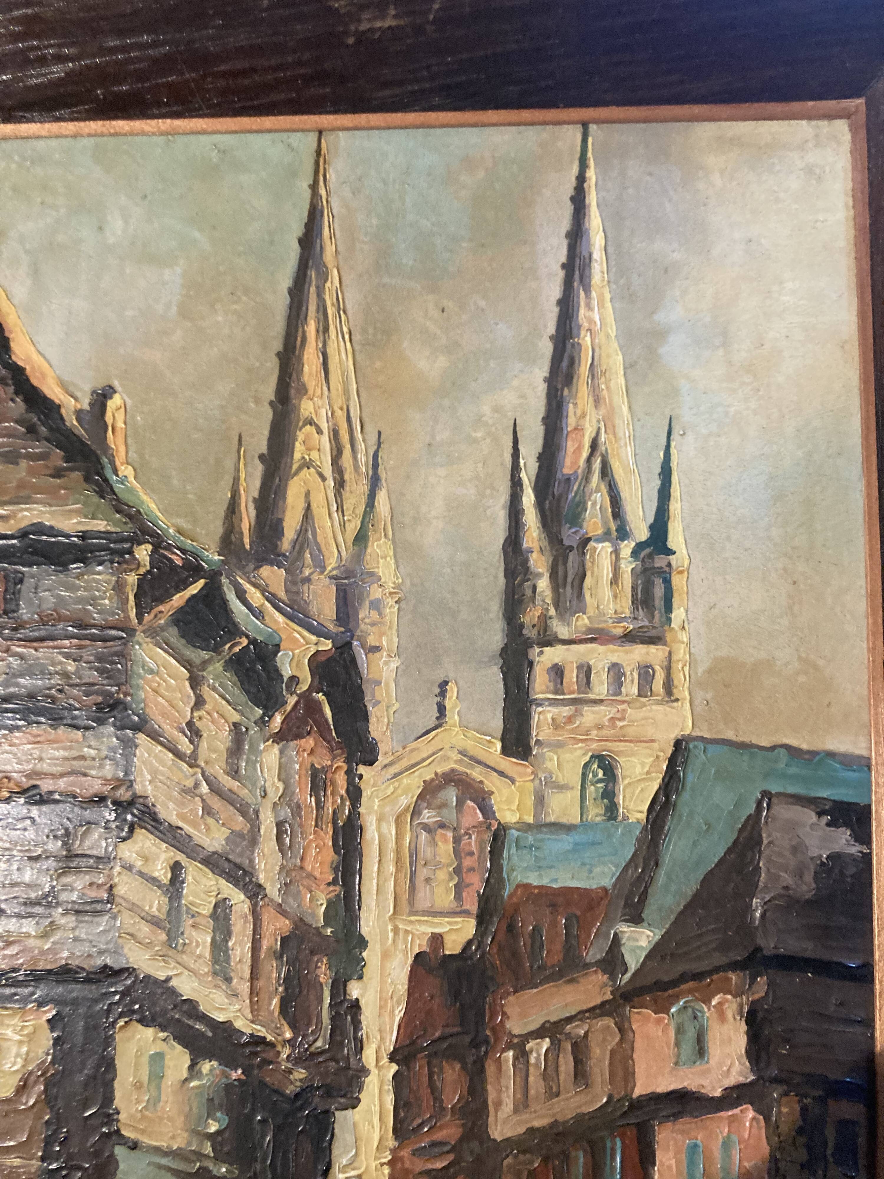 Breton painting, St. Corentin, Kéréon Street, Quimper, Brittany - regionalist