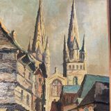 Breton painting, St. Corentin, Kéréon Street, Quimper, Brittany - regionalist