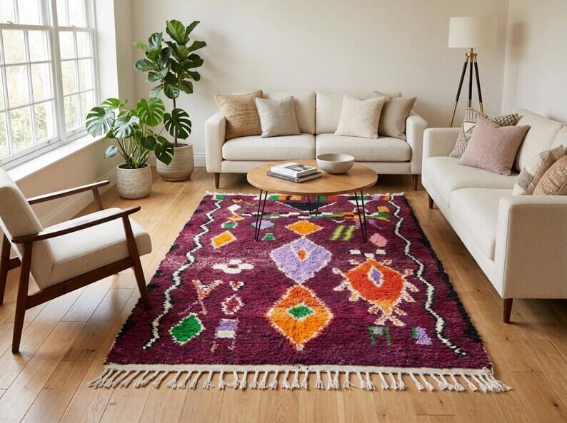 Burgundy Moroccan Berber rug 200cm x 300cm