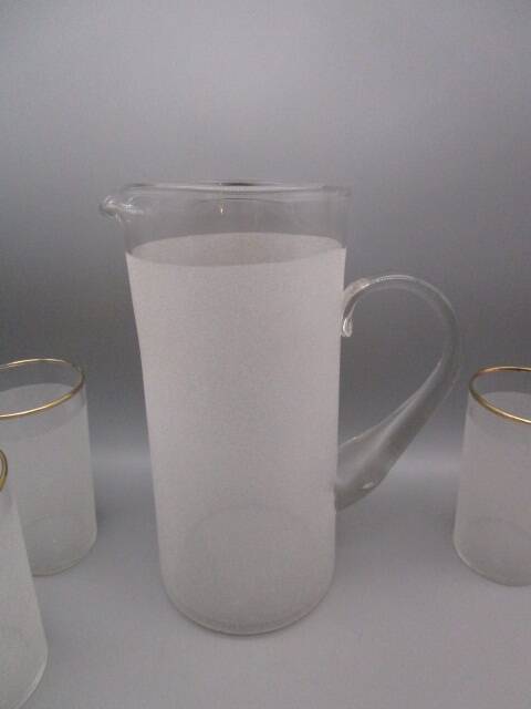 Service a orangeade vintage en verre granité