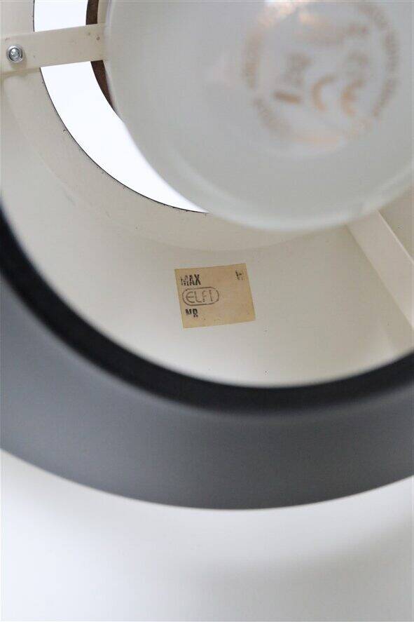 Set of 2 black mid-century pendant lamps by Elfi / 1960s / 1970s / Danish modern design