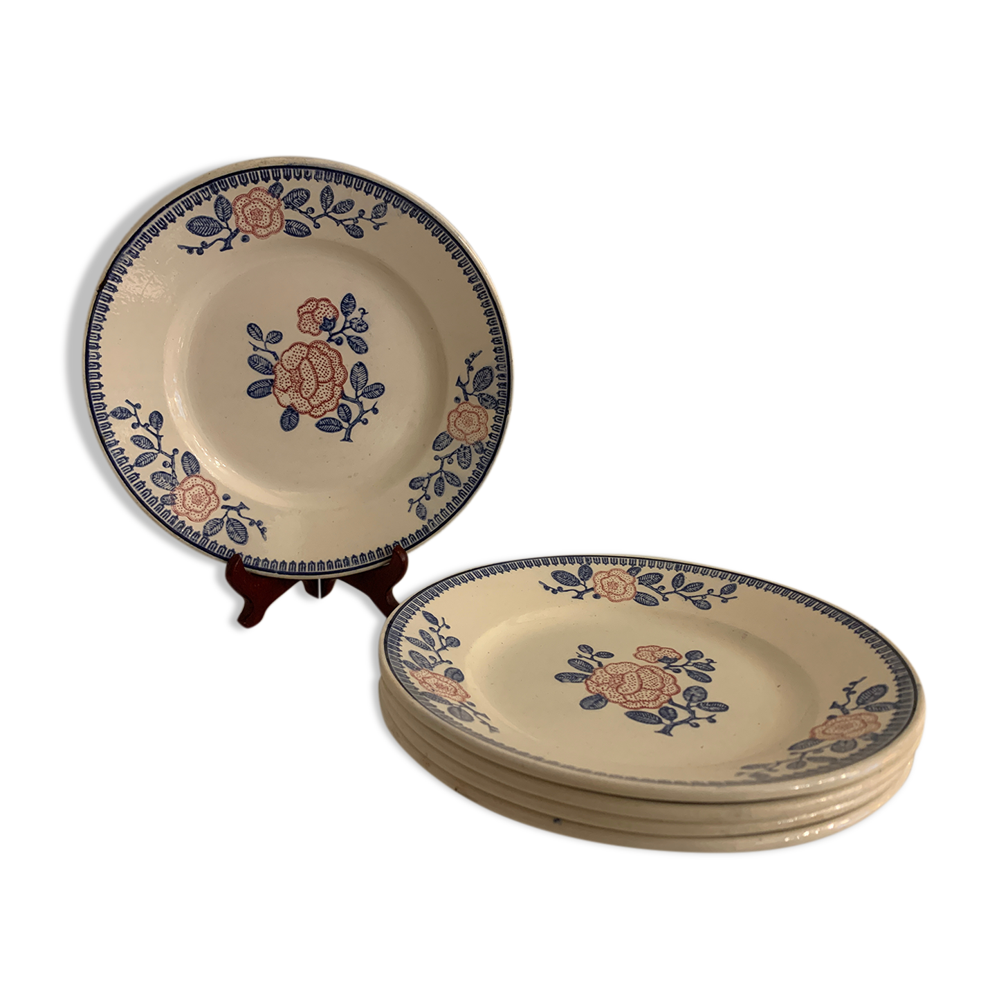 5 Longwy dessert plates, Venice model, art deco