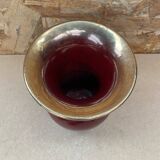 Antique bordeaux red & gold ceramic vase germany vintage