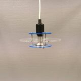 Small Danish Space-Age hanging lamp in translucent plexi glass, estimated 1980s.