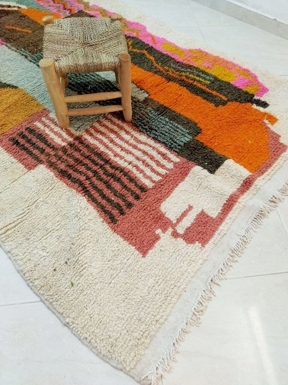 Tapis berbère abstrait orange 250 x 150 cm