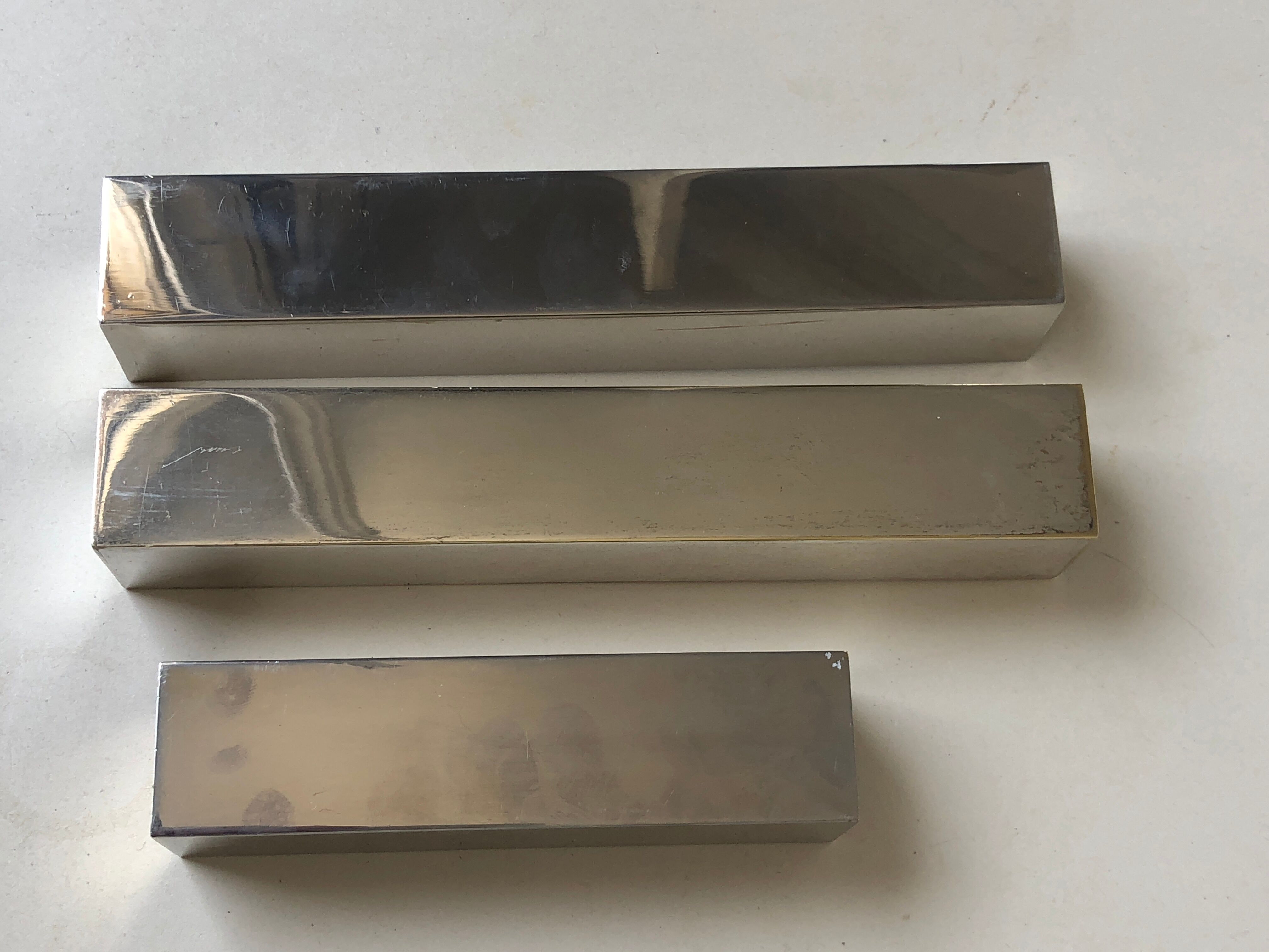 Set of 3 candle holders silver metal