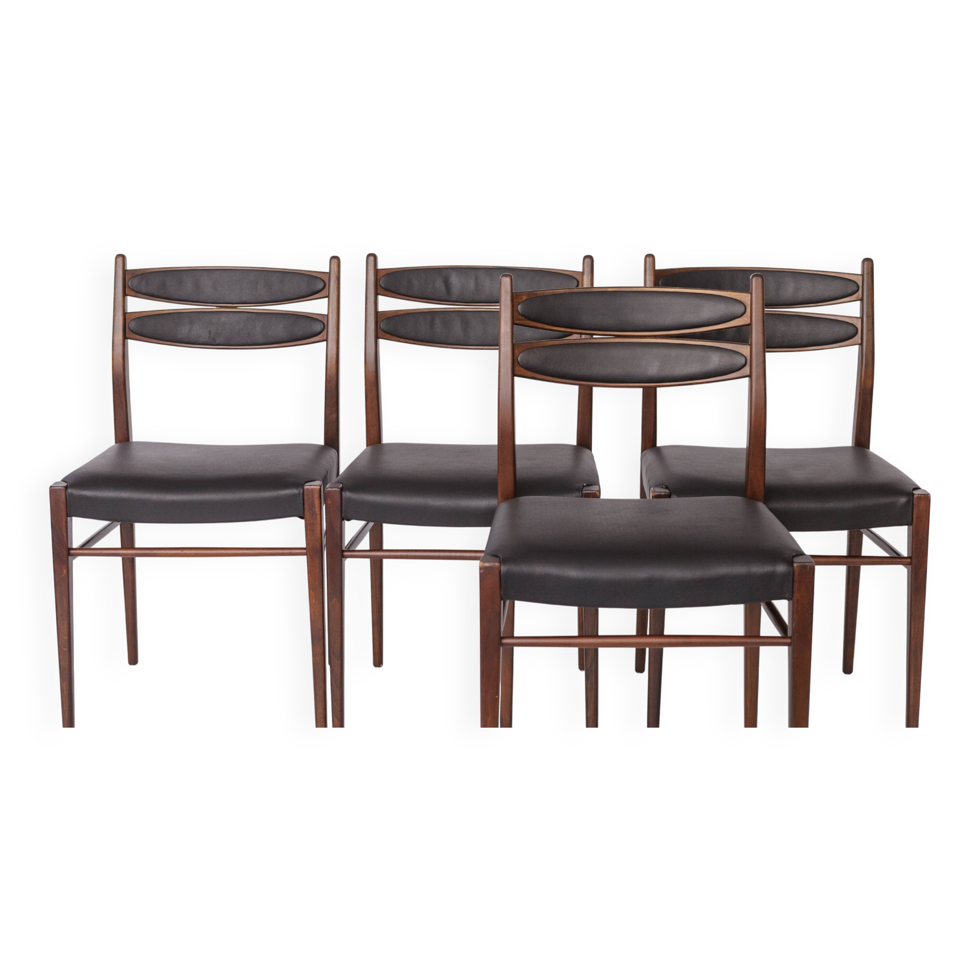 Set of 4 Vintage Teak Dining Chairs, 1960s German Mid-Century Modern, Black