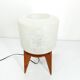 Lampe de table vintage tripode bois et verre 1950 France