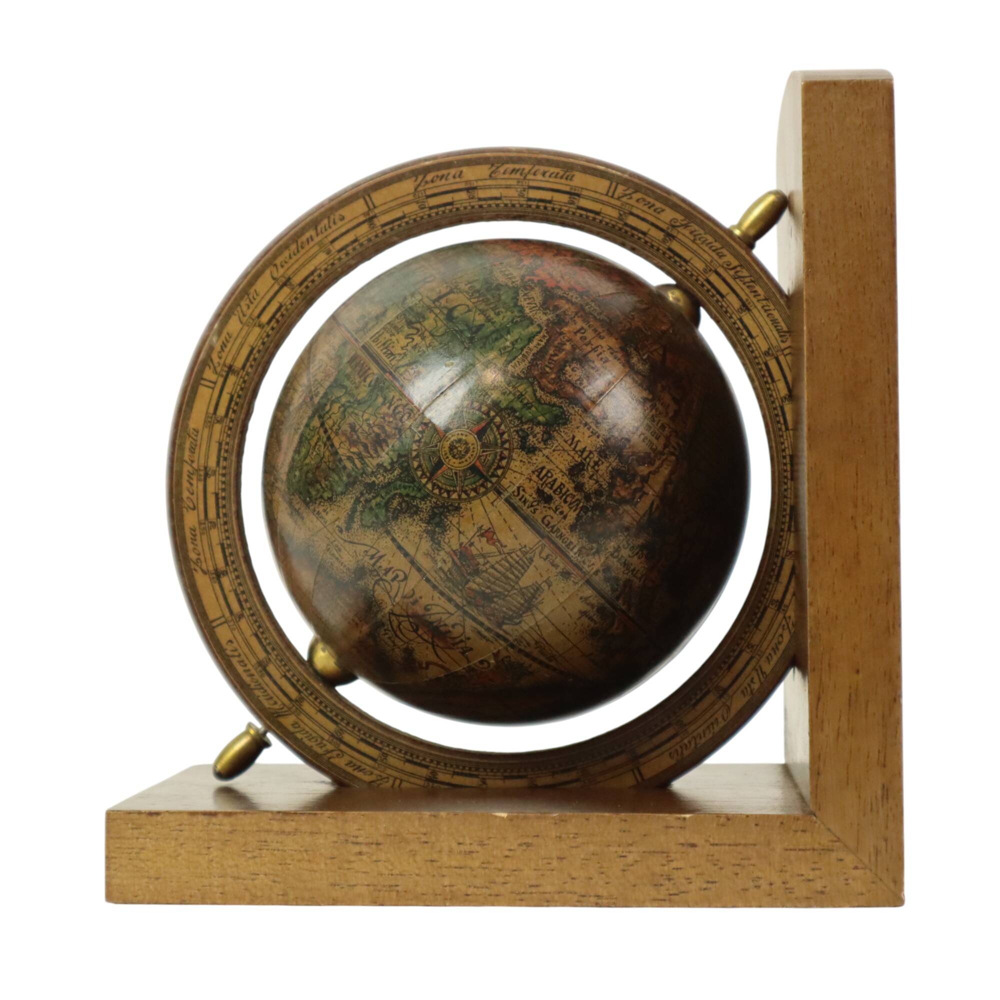 Serre-livres Globe en bois italien Mercurio D'oro