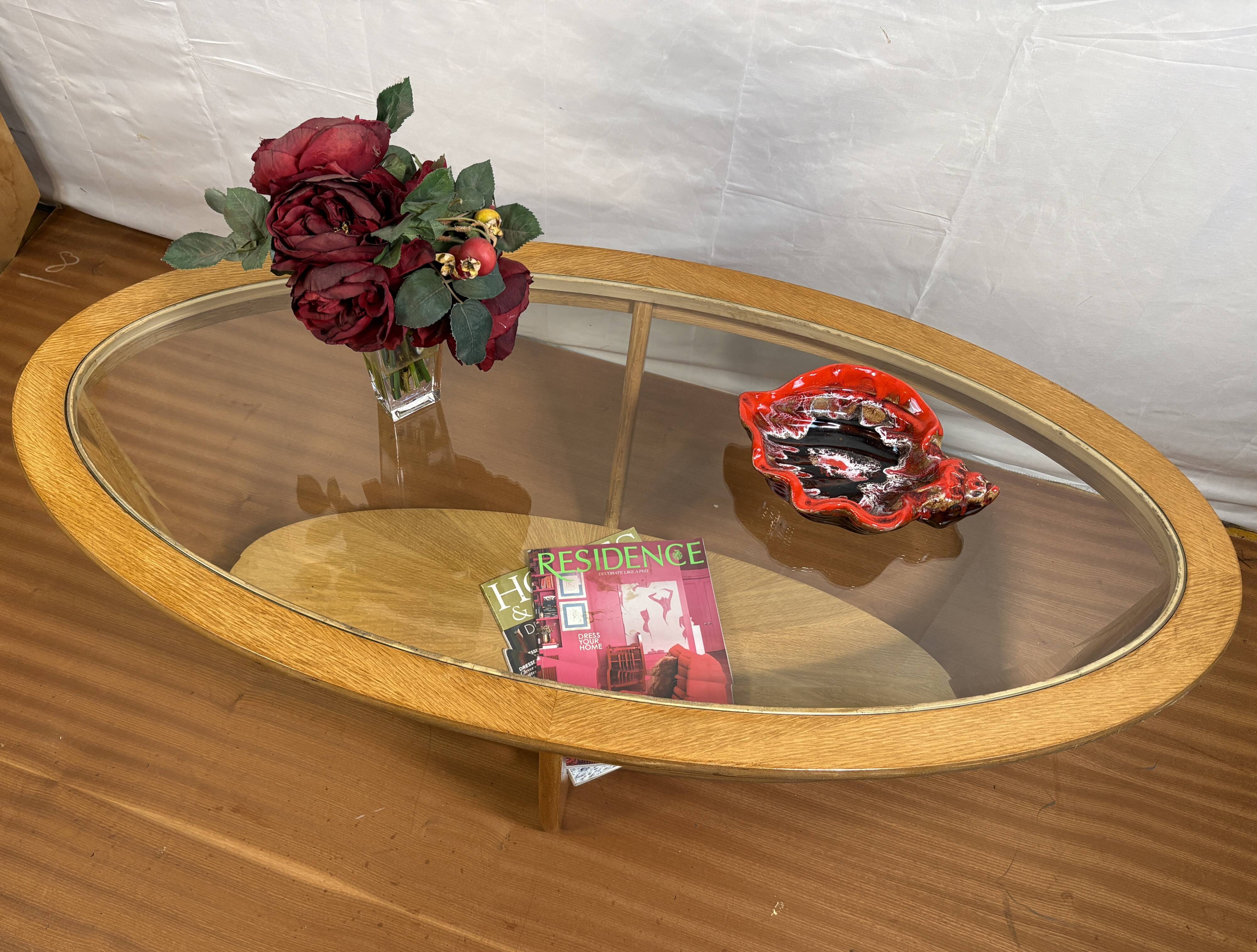 Mid-Century Retro Vintage Oak-Style Coffee Table by Nathan Furniture  Edged