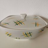 Lunéville soup tureen with yellow and green geometric pattern