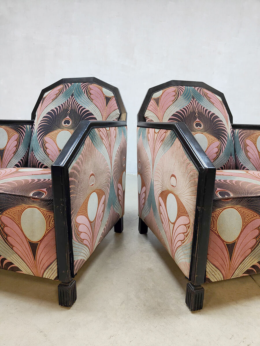 Art deco club chairs lounge chairs 'Luxury peacock dessin'