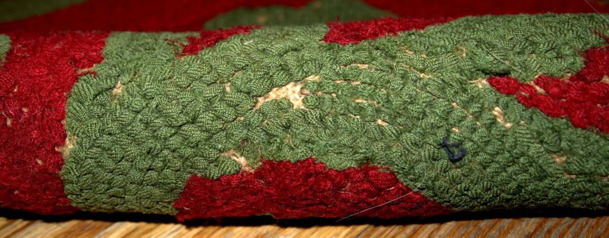 Tapis crocheté américain antique fait main, années 1920