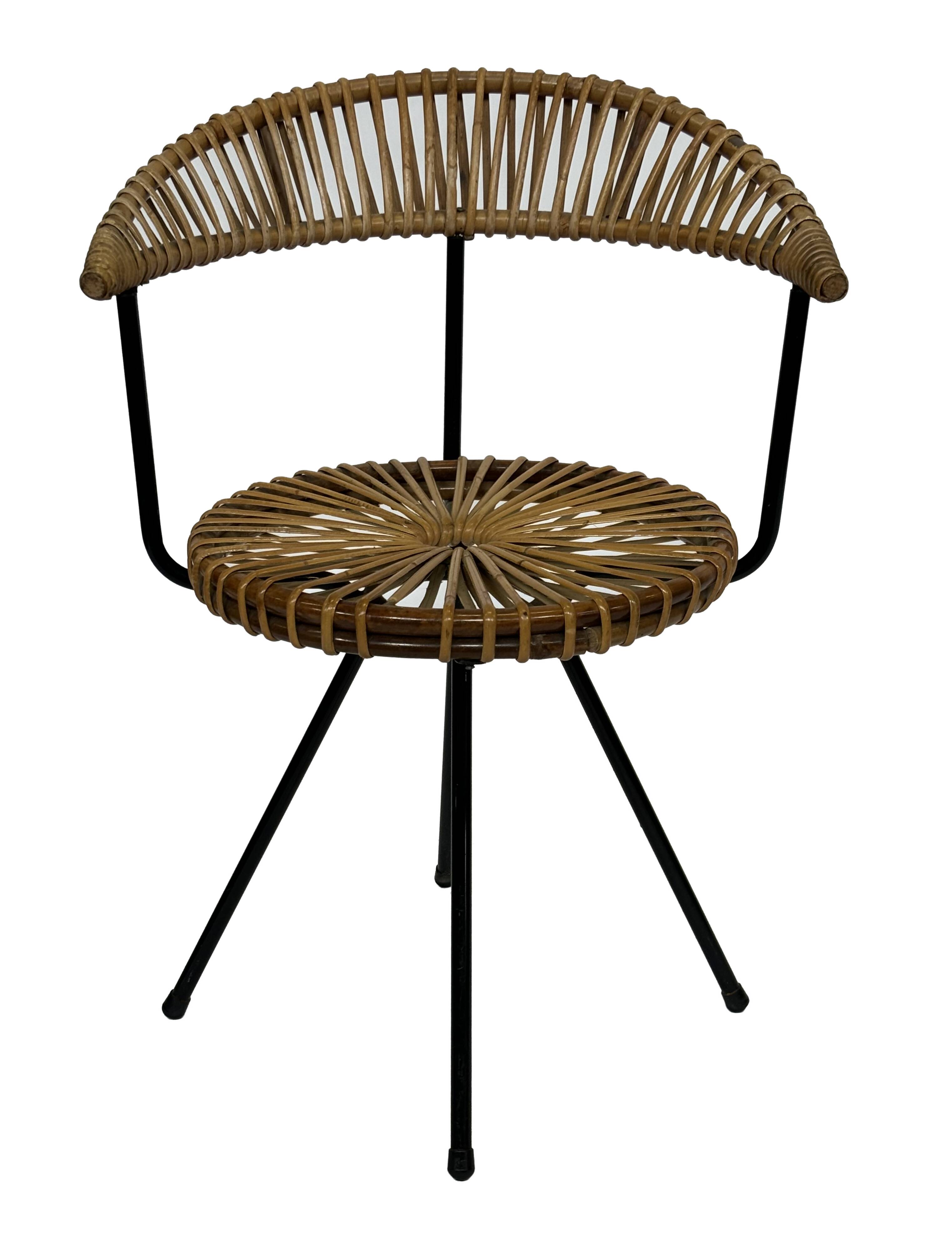 Vintage rattan chair Rohe Noordwolde Netherlands 1960s design