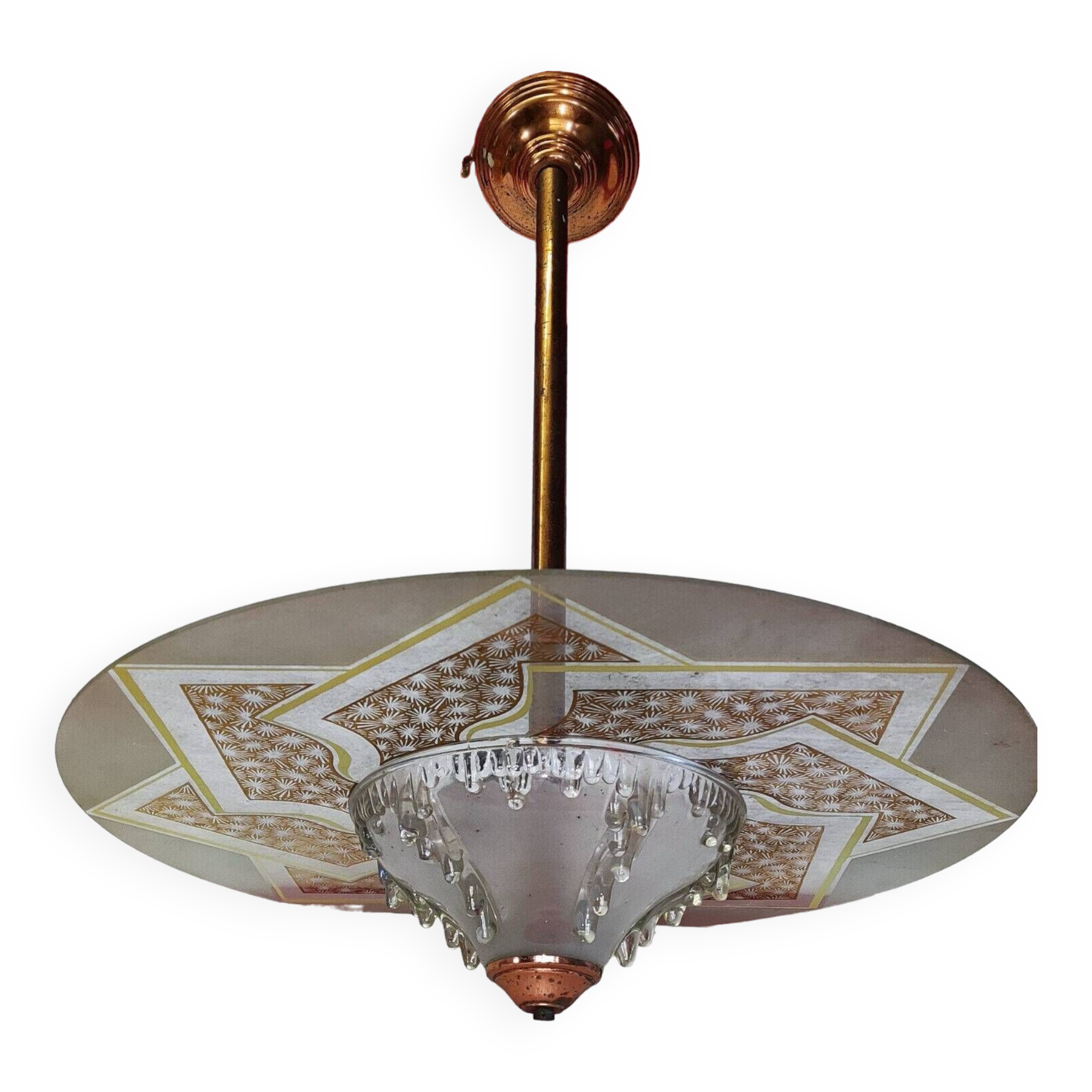 Art Deco Ceiling Chandelier, Saturn