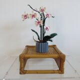 Cane, bamboo and rattan stool, 60s-70s
