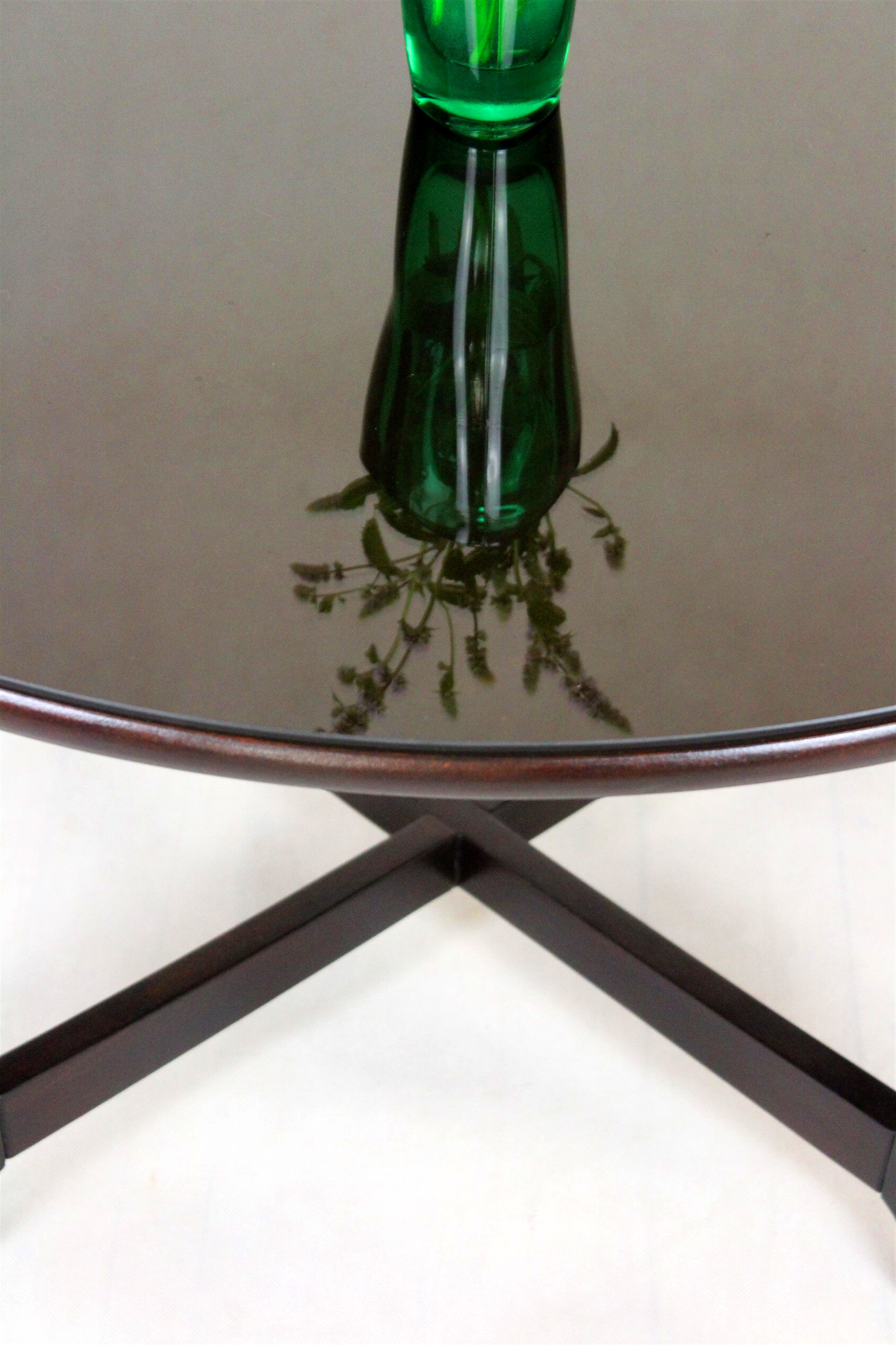 Restored Round Wooden Coffee Table, Czechoslovakia, 1970s