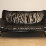 Vintage sofa by Johan Bertil Häggström for Ikéa in leather and chrome metal, 1970s