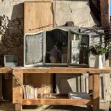 Large raw solid wood workbench