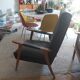 Fauteuil années 60 bois et simili cuir