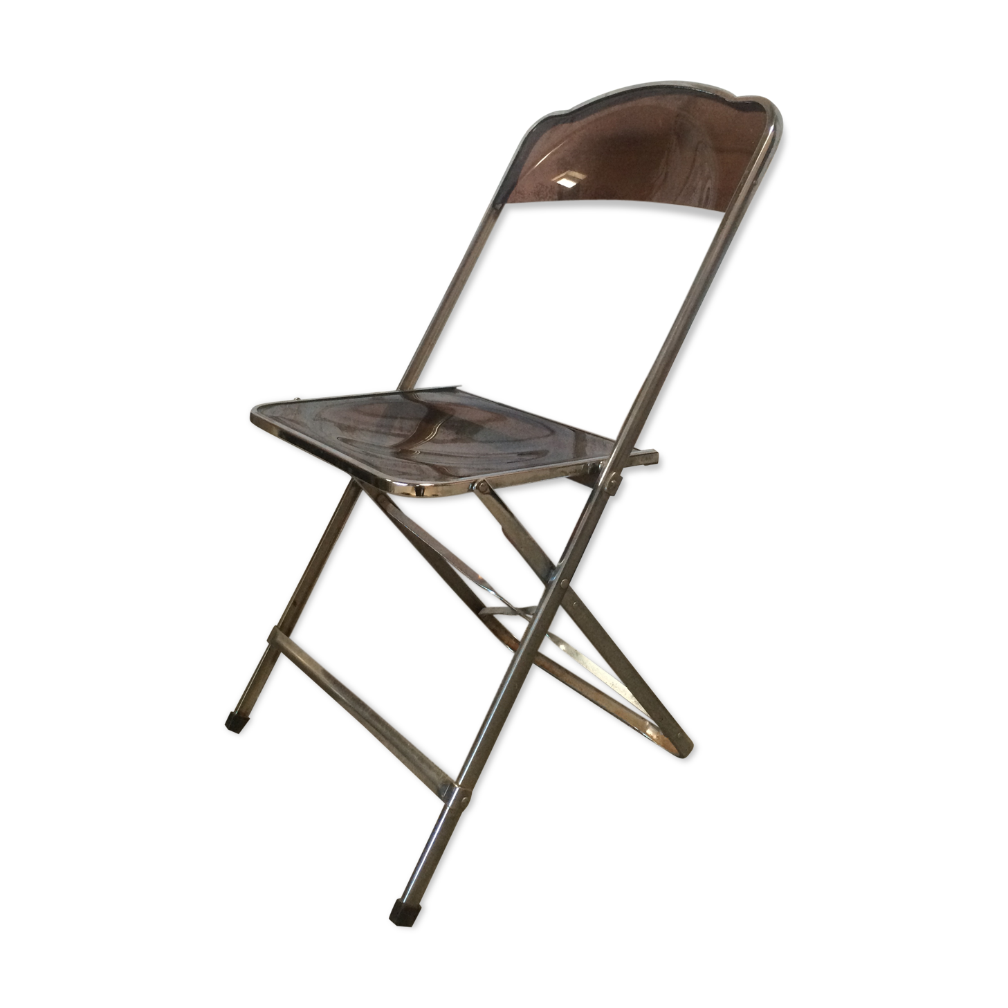 Chaise pliante chromée et plexiglas | Selency