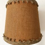 Art Deco lamp in carved wood and jute