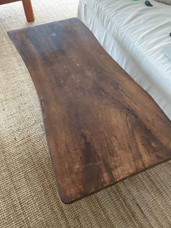 Brutalist teak coffee table