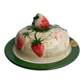 Beurrier vintage en porcelaine décoration fraises