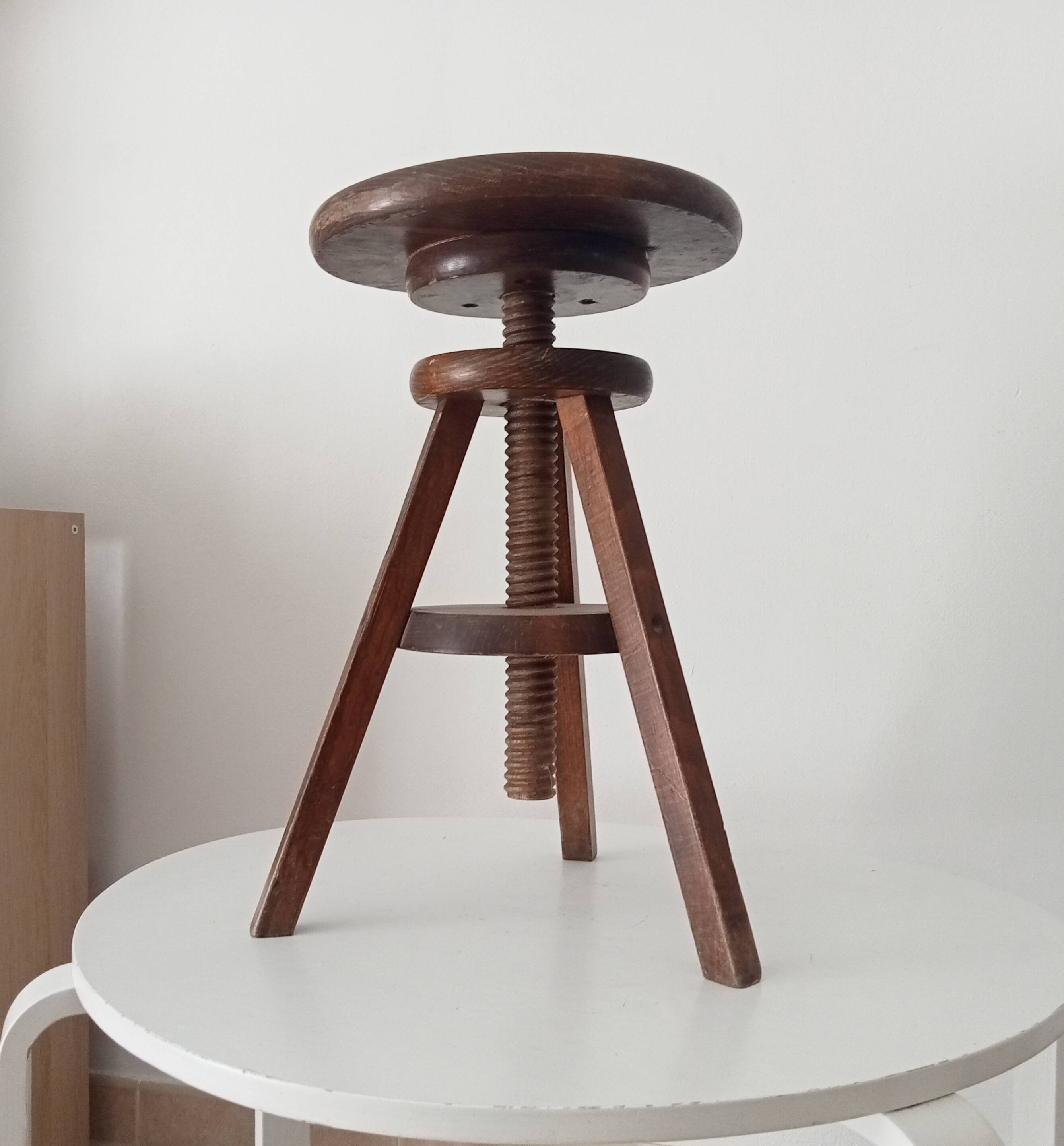 Tabouret de peintre vintage en bois massif
