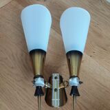 Double brass and plexiglass wall lamp Maison Lunel