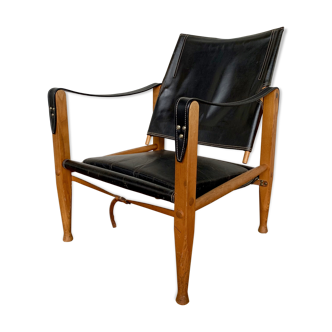 Kaare Klint Safari armchair in ash and black leather