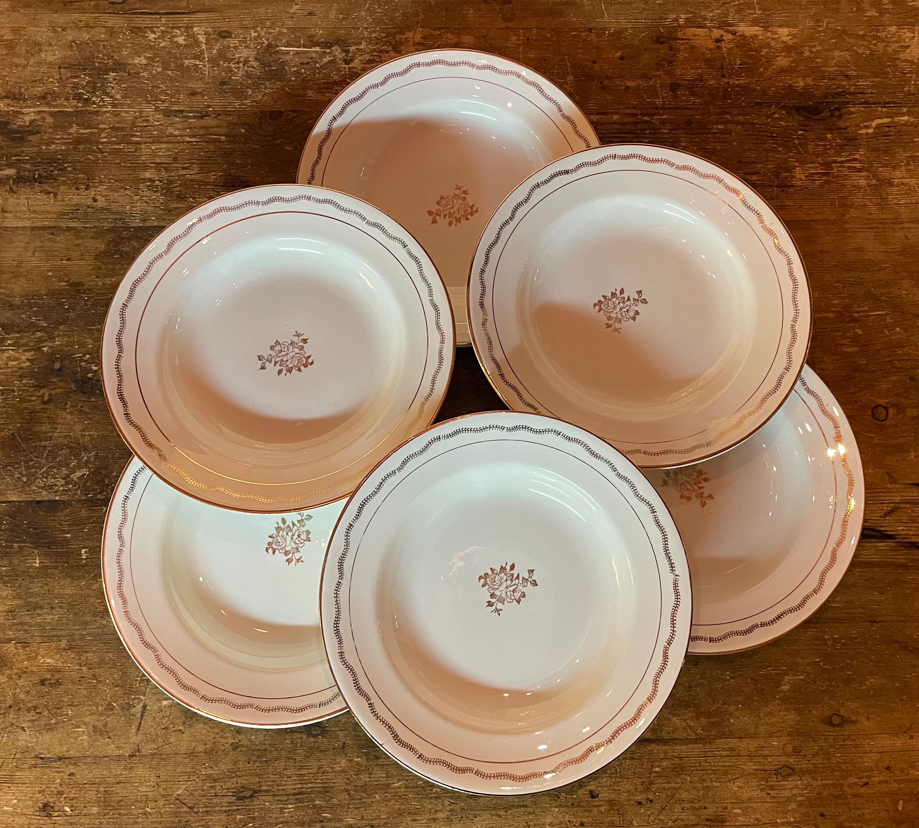 6 off-white and golden Amandinoise plates
