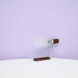 Vintage veneer rosewood wall lamp glass kelp