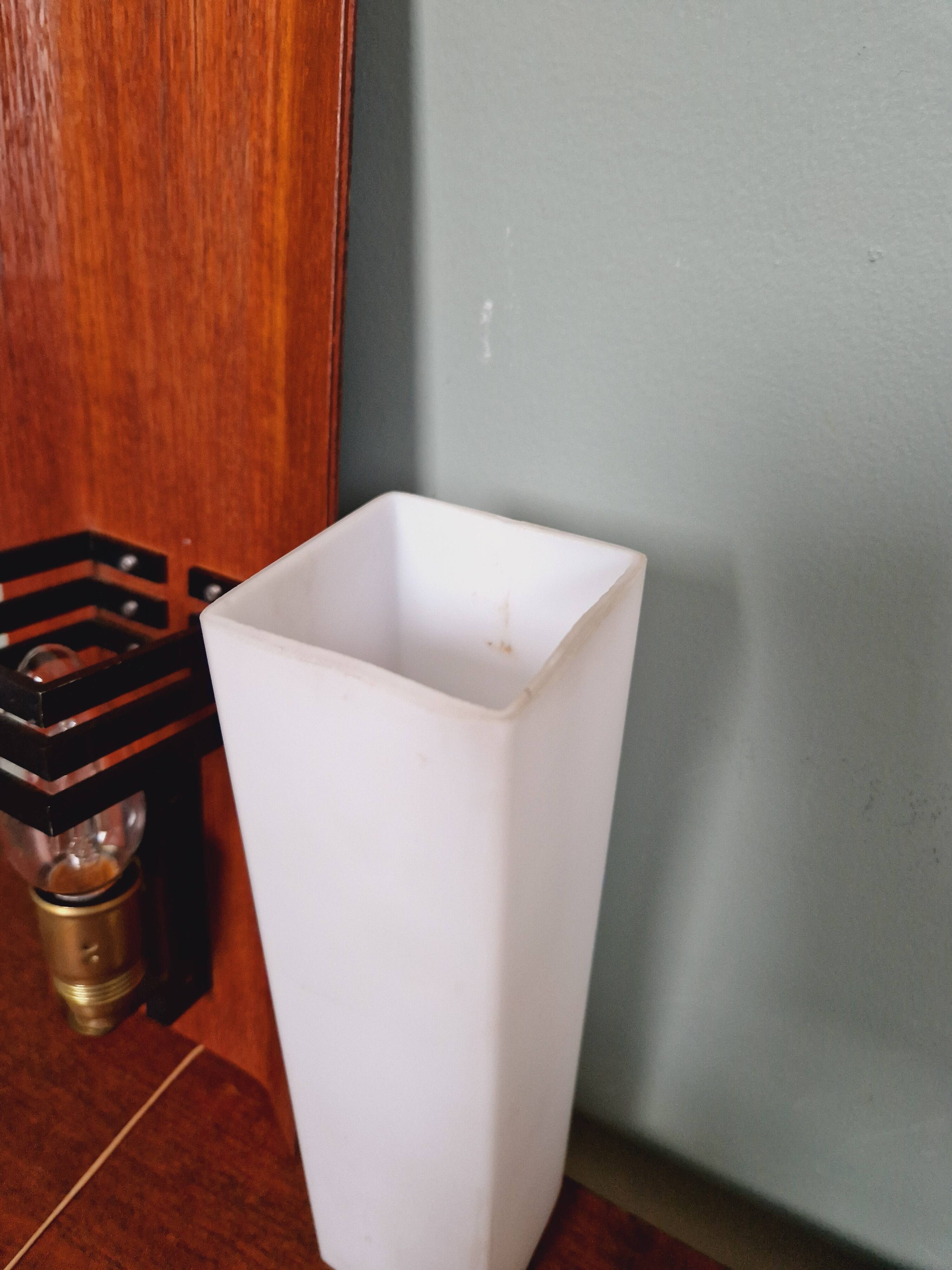 Scandinavian wall light in opaline and teak, 1960s