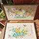 Set of 2 old framed hand-painted canvases signed