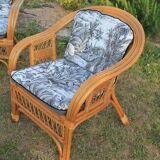 5-piece rattan salon 70/80 year jungle fabric