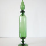 Italian decanter in green blown glass empoli