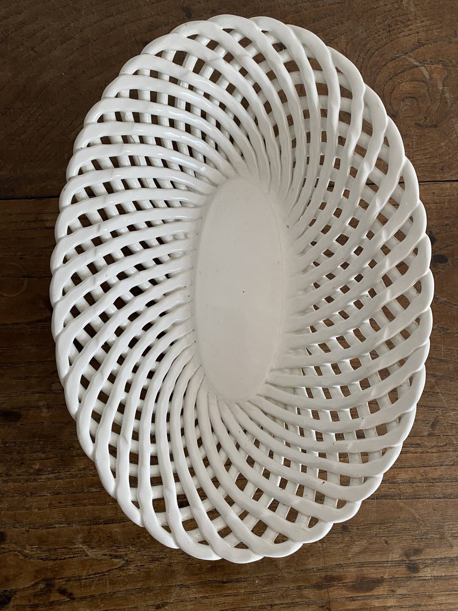 Bread basket or woven ceramic fruit bowl Italy