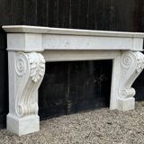 Charles x style fireplace in carrara marble, circa 1880